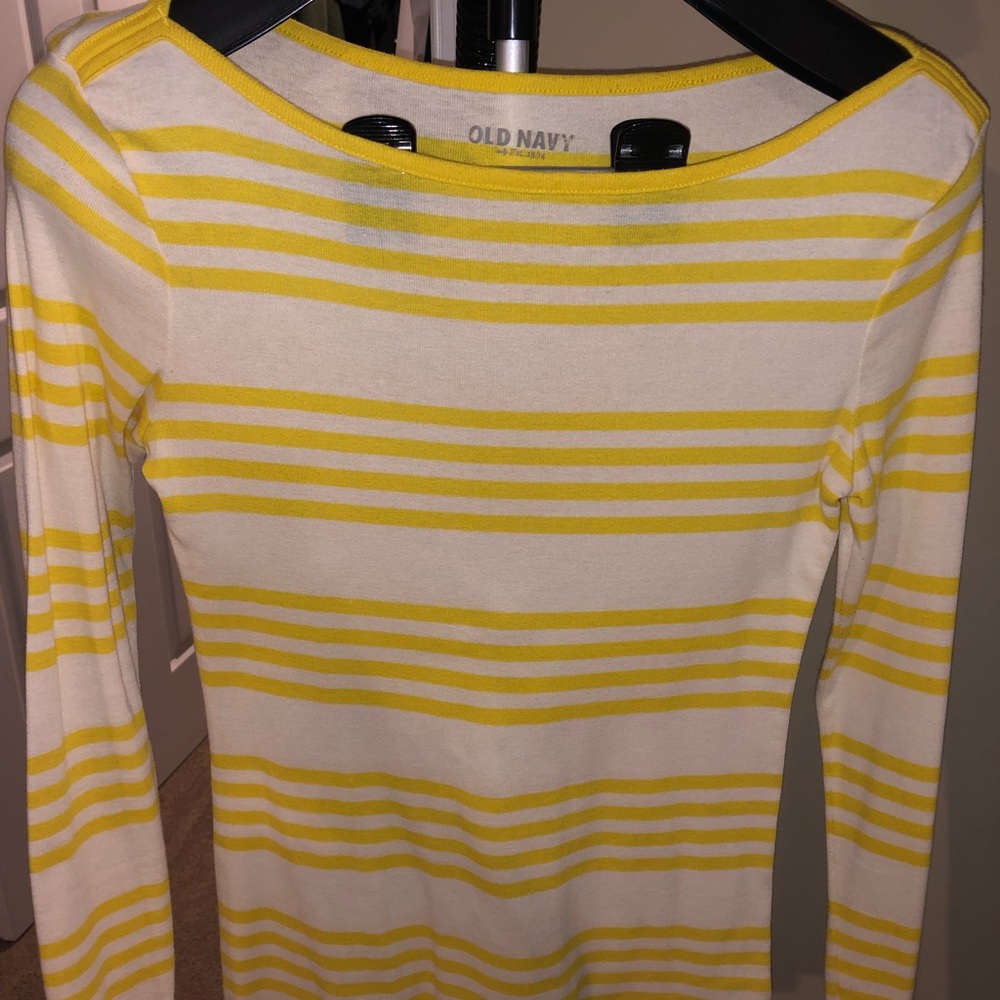 Yellow and white top